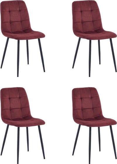 Colenis - Ela Eetkamerstoel - Set Van 4 - Bordeaux - Velvet - Design