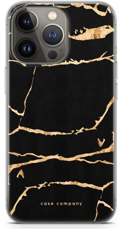 Case Company® - Hoesje geschikt voor iPhone 13 Pro hoesje - Gouden marmer - Soft Cover Telefoonhoesje - Bescherming aan alle Kanten en Schermrand