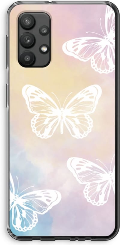 Case Company® - Hoesje geschikt voor Samsung Galaxy A32 4G hoesje - White butterfly - Soft Cover Telefoonhoesje - Bescherming aan alle Kanten en Schermrand