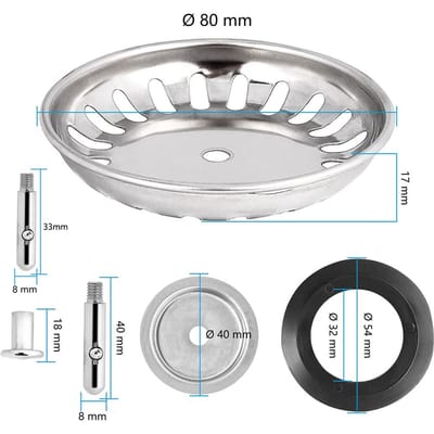 1PC 80/82/84mm Premium Crépine d'Évier de Cuisine de Remplacement Bouchon de Vidange Filtre de Vidange d'Évier Acier Pour Accessoires d'Éviers de Salle de Bain white