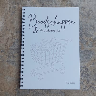 Weekmenu en Boodschappenlijst - Invulboek - A5 formaat - 15 Weken - BijJolan