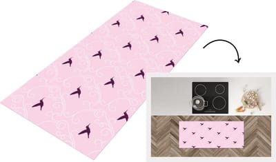 Keukenloper - Loper keuken - Vogel - Patronen - Roze - 120x50 cm - Keukenloper vinyl