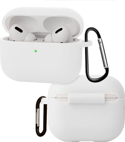Hoes - Geschikt voor Apple Airpods Pro 3 - Siliconen Hoesje met Clip - Silicone Case Cover - Wit