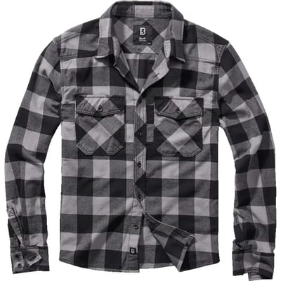 Brandit Checkshirt Heren Flanellen overhemd - zwart/houtskool - S