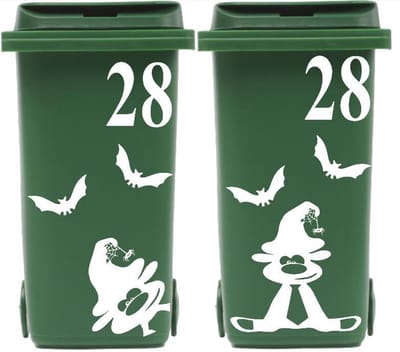 8 delige set Kliko container vleermuis & halloweenbeest + huisnummer | Rosami