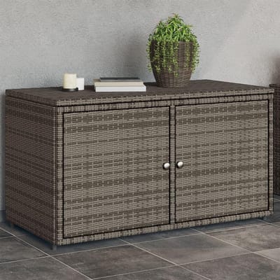 Opbergkast Polyrotan - Tuinkast Buiten - Tuin Terras Opslag - Onderhoudsarm Weerbestendig - 110x55x605 cm - Grijs