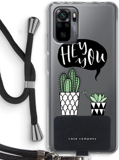 Case Company® - Hoesje met koord geschikt voor Xiaomi Redmi Note 10 Pro hoesje met Koord - Hey you cactus - Telefoonhoesje met Zwart Koord - Bescherming aan alle Kanten en Over de Schermrand