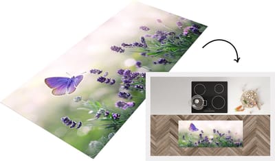 Keukenloper - Loper keuken - Bloemen - Vlinder - Lavendel - Zomer - 120x50 cm - Keukenloper vinyl