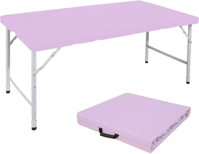 MODFU Buiten tafel 125x61x58-74 cm – Inklapbaar & in hoogte verstelbaar – Weerbestendig kunststof met stevig ijzeren frame – Geschikt voor tuin, balkon of terras – Modern design in paars