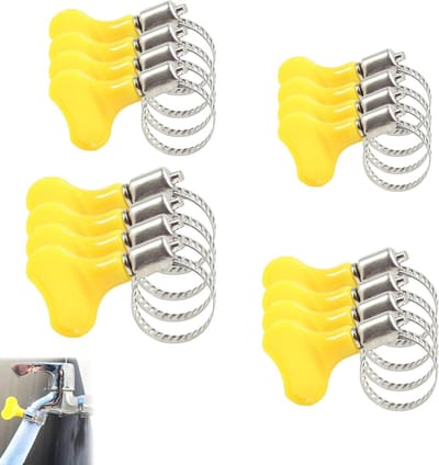 Assortiment Slangklemmen met Verstelbare RVS Handgreep, Set van 16 Stuks, Gereedschapsloze Draaihandgreep, Roestvrij, Sterke en Glad Afgewerkte Klemmen voor Slangen en Buizen