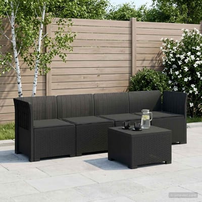 vidaXL - 4-Zits - Tuin - Sofa - met - Kussens - Rieten - Look - PP - Antraciet