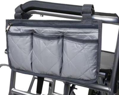Allernieuwste.nl® Rolstoel Armsteun Opbergtas Grijs - Rolstoeltas met 4 Opbergvakken - 32.5 x 18 cm - Kleur GRIJS