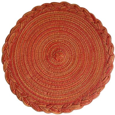 6 STUKS Ronde Gevlochten Placemats voor Eettafels Geweven Hittebestendige Tafelmatten voor Dinerfeesten Bruiloft Thermische Isolatiemat 6pcs-18cm oranje