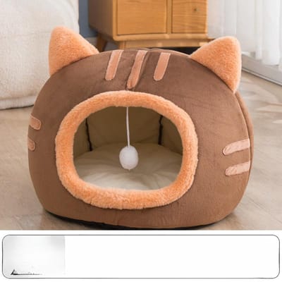 Niche pour chien en forme de chat, nouvelle collection automne et hiver, tapis chaud et semi-fermé pour chat, fournitures pour animaux de compagnie S 35*35*30