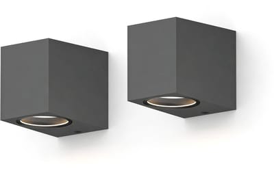 Calex Wandlamp Downlight Sanremo - GU10 - IP54 Water- en Stofbestendig - Geschikt voor Binnen en Buiten - Eenvoudige installatie - Rechthoek - Antraciet – 2-Pack