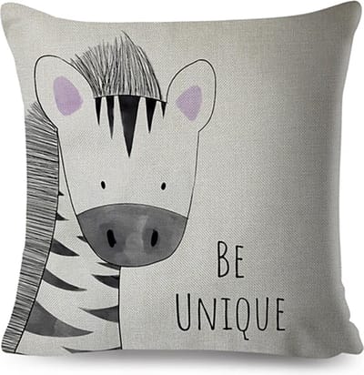 Kussenhoes kinderkamer Zebra be Unique - dubbelzijdige print - schattig kussen babykamer - met rits - exclusief vulling