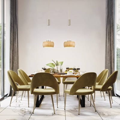 FISCHER & HONSEL LED hanglamp Shine-Wood, eikenhout/nikkel, 65 cm, 2-lamps.