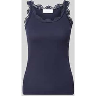 Slim fit top met kant van pure katoen