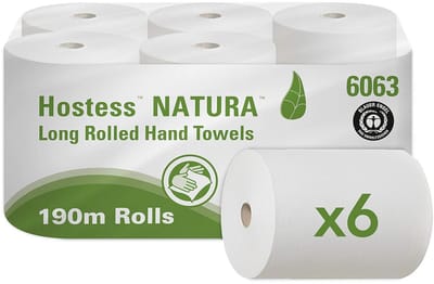 Gerecyclede Handdoekrollen 6 x 190 m - 1-laags Grijs Papieren Handdoekjes voor Duurzame Handhygiëne