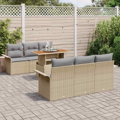 vidaXL - Tuinbank - Set - 7 - st - beige - en - lichtgrijs