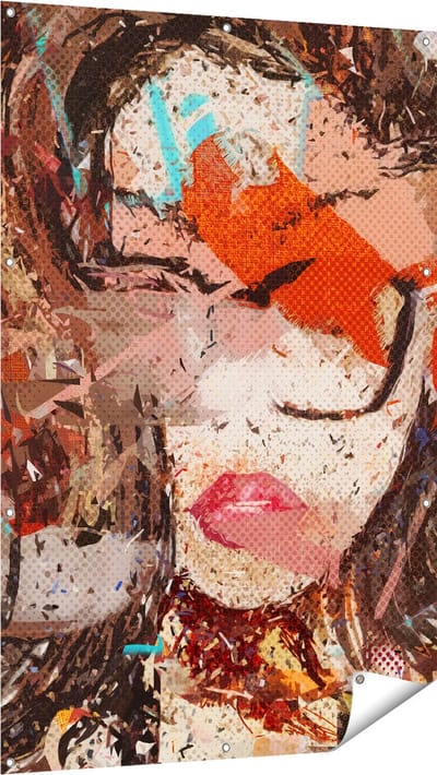 Gards Tuinposter Abstracte Kunst van een Meisje - Vrouw - 100x150 cm - Tuindoek - Tuindecoratie - Wanddecoratie buiten - Tuinschilderij