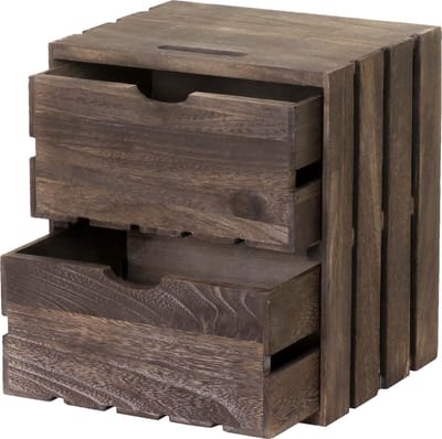 Commode MCW-C62, ladekast houten kist, shabby-look vintage, 2 lades 36x32x26cm ~ bruin