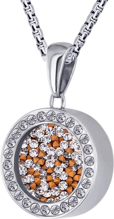 Quiges 12mm Mini Munt Hanger Zilverkleurig RVS Glans met Zirkonia Transparant Munt en met Anker Ketting 42-46cm