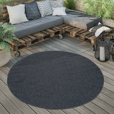Paco Home Outdoor Vloerkleed Rond Weerbestendig Balkon Terras Keukenvloerkleed Eenkleurig 160 cm Rund