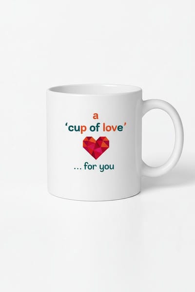 Liefdesmok 'Cup of Love' met Geometrisch Hart - Origineel Cadeau & Gepersonaliseerde Koffiemok
