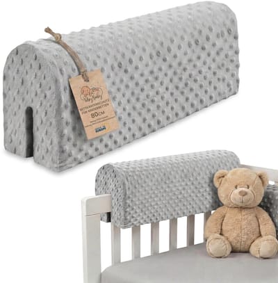 Bedrandbescherming voor kinderbedden 80 cm - bescherming voor bedframe babybed valbescherming voor boxspringbed bedrail met hoesrandbescherming kinderbabybedje Oeko-Tex Lichtgrijs