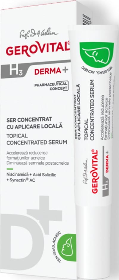 Gerovital H3 Derma+ Geconcentreerd Serum voor Lokale Toepassing met Salicylzuur – SOS Behandeling tegen Puistjes en Onzuiverheden – 15 ml
