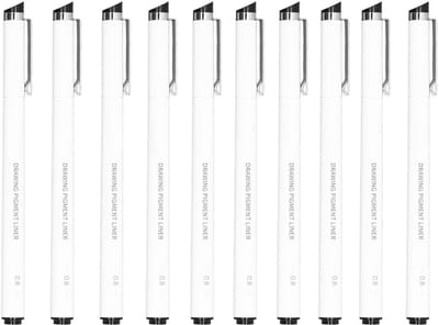Dailygoods- Fineliner 10 Stuks - Zwarte Inkt - Waterdichte Tekenpennen - Chemisch Stabiel - Bloedbestendig - Premium Kwaliteit - Tekenpen