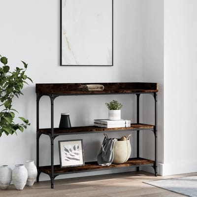 vidaXL - Wandtafel - met - schappen - 100x30x80 - cm - gerookt - eikenkleurig