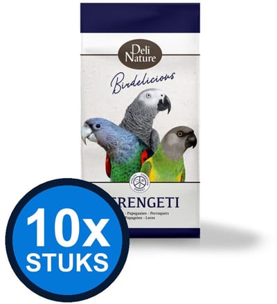 10x Deli Nature - Birdelicious papegaaien serengeti 750gr - Vogelvoer - 750 g
