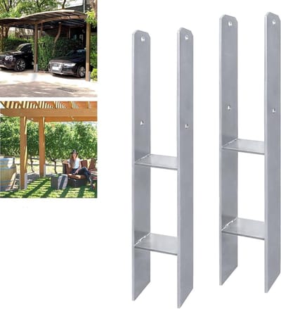 Paaldragers H-anker - Paalhouders H-steunen - Houten constructies verankeren - Thermisch verzinkt staal - 81x600 mm - Zilver