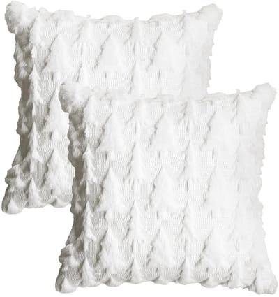 Cosensi - Dailygoods - Set van 2 Kussenslopen van Kunstbont met Kerstboom Design