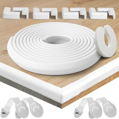Unyqoos® Complete set voor kinderveiligheid met schuimstof rand- en hoekbeschermers