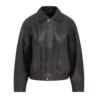 Dames zwarte leren Biker Bomber Oversized Jas - Blouson