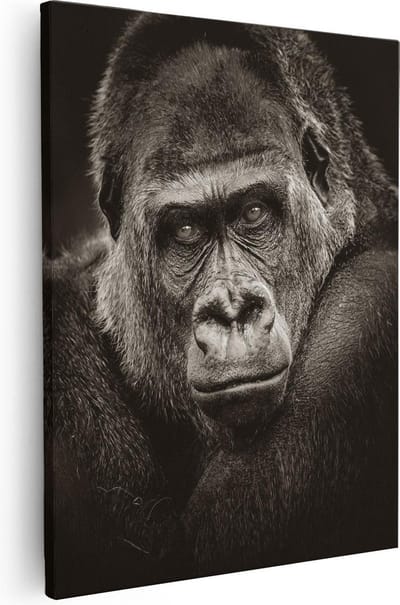 Artaza Canvas Schilderij Gorilla Portret - 40x50 cm - Wanddecoratie Dierenkop - Muurdecoratie Dieren - Kamer Accessoires