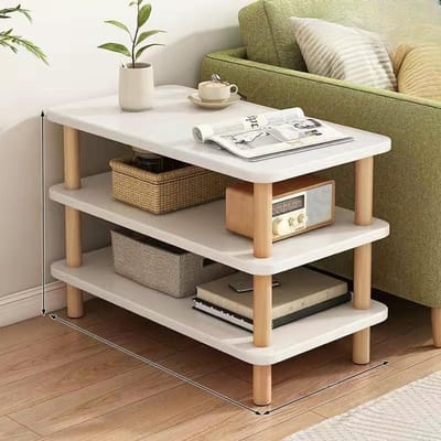 Ronde bijzettafel - Klein tafeltje - Woonkamer organiseren - C-vormig ontwerp - 53 cm hoog - Wit