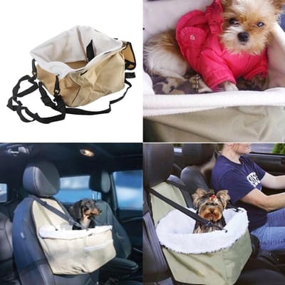 Chenil de Voiture Imperméable Portable pour Chien Animal de Compagnie Siège Rehausseur avec Laisse de Sécurité à Clip et Poche de Rangement Zippée gray