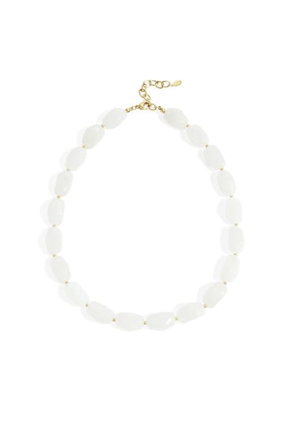 Ketting met organische kralen - Gebroken wit