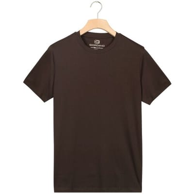 Giordano T-Shirt Luca Uni Color Luxury Soft Supima Liquid Cotton Donker Bruin / male
