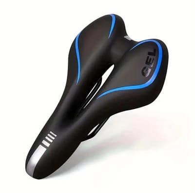 Ergonomisch Fietszadel – Gel kussen– Ademend – Unisex – Zwart met Blauw accent met uitsparing
