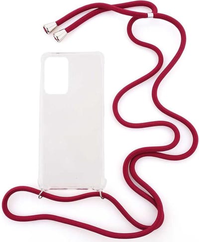 Shop4 - Samsung Galaxy A52 Hoesje - Zachte Back Case met Koord Donker Rood