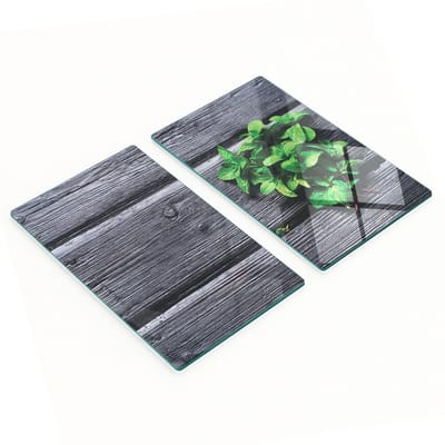 Multifunctionele decoratieve glazen snijplanken voor de keuken, mintgroen, houtkleur, 2x30x52 cm