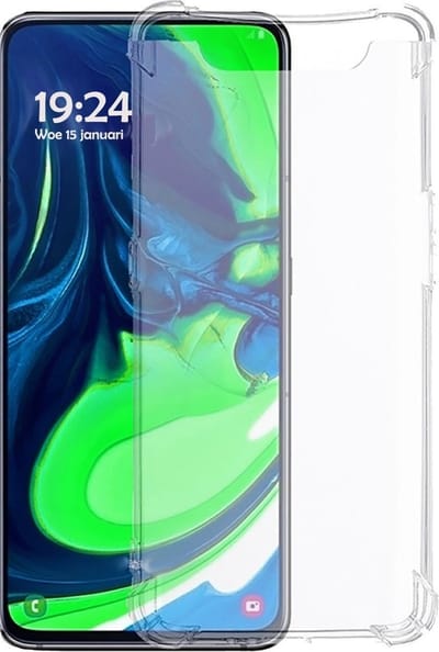 Hoesje - Geschikt voor Samsung Galaxy A80 - Sterk & Shockproof - Siliconen Shock Case - Hoes Cover - Telefoonhoes - Transparant
