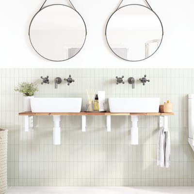 vidaXL - Badkamer - wandschap - staal - en - massief - acaciahout
