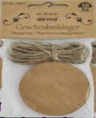 Meyco Hobby - 10 Cadeau Kaartjes met touw - Kraft rondje