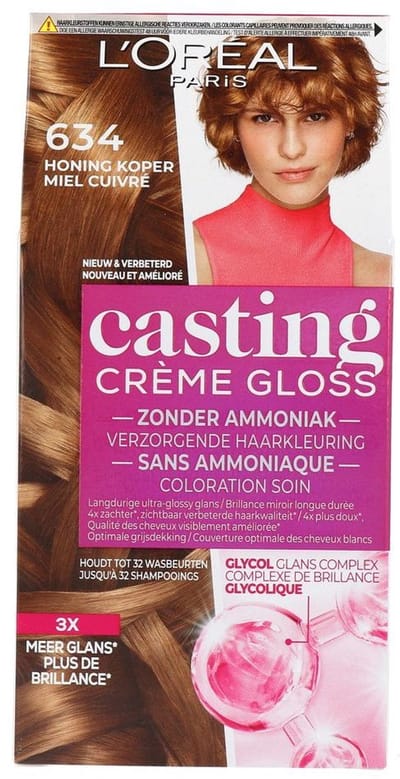 L'Oréal Paris Casting Crème Gloss Donker Goud Koperblond 634 - Semi-permanente Haarkleuring Zonder Ammoniak